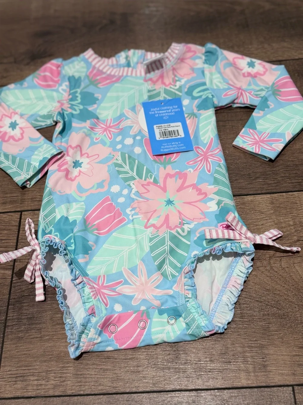 Baby Girl Ruffle Butts Floral One Piece Rash Guard Swim Suit: 12-18 Months *NWT*